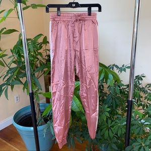 Rose Gold Metallic White Striped Joggers